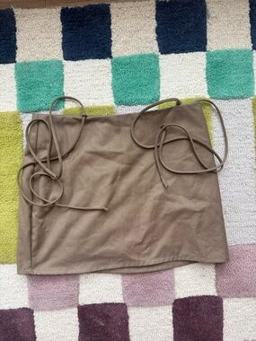 Brown Mini Skirt with ties